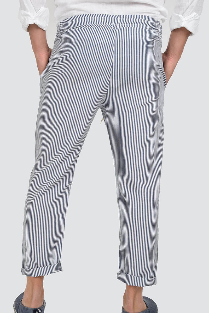 PANTALONI IN LINO A RIGHE