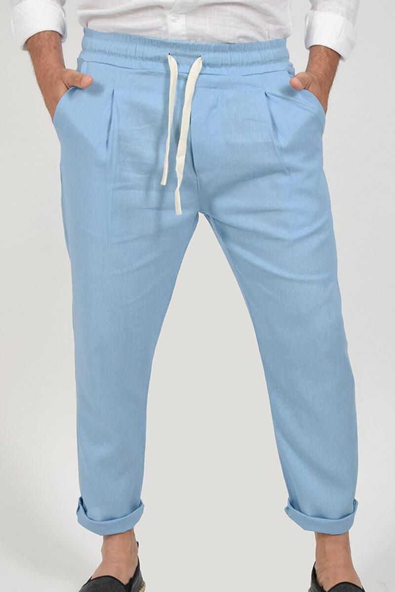 PANTALONI IN LINO CON LACCIO IN VITA