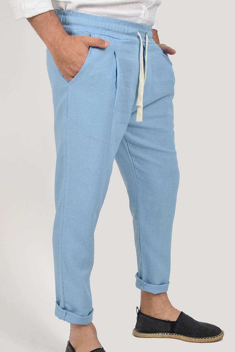 PANTALONI IN LINO CON LACCIO IN VITA