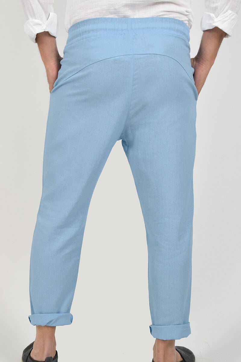 PANTALONI IN LINO CON LACCIO IN VITA
