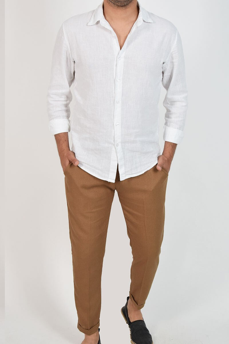 Pantaloni capri in lino
