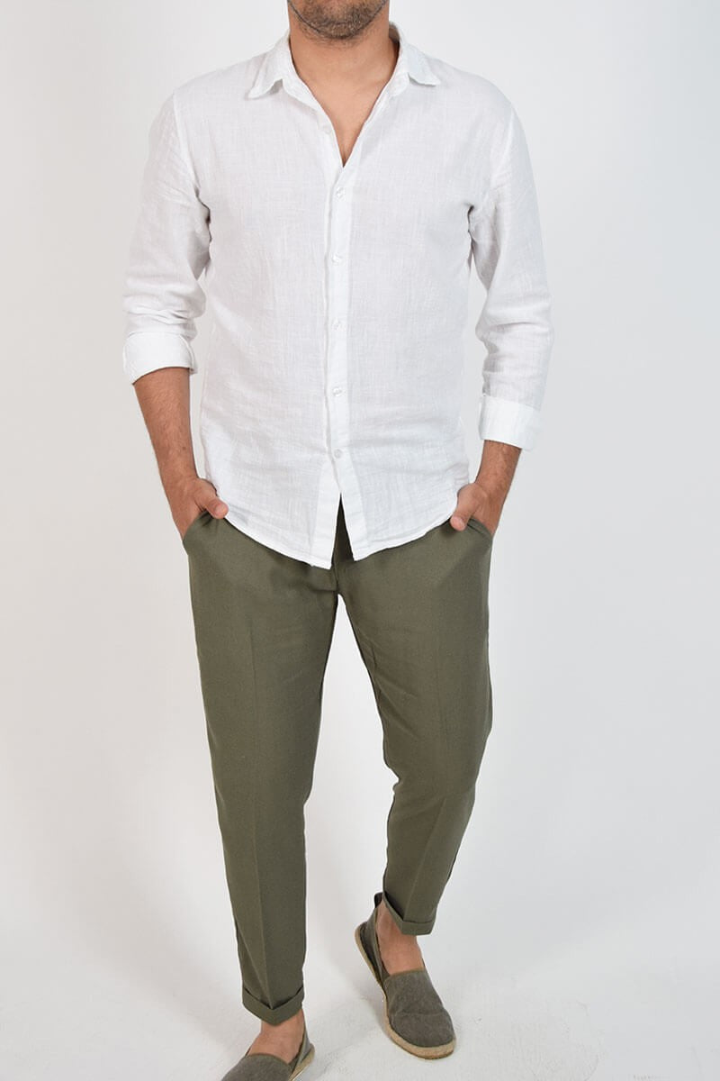 Pantaloni capri in lino