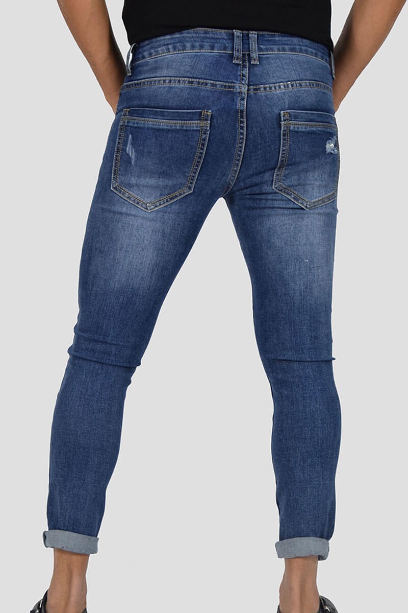 JEANS SKINNY CAPRI CON STRAPPI E PITTURA