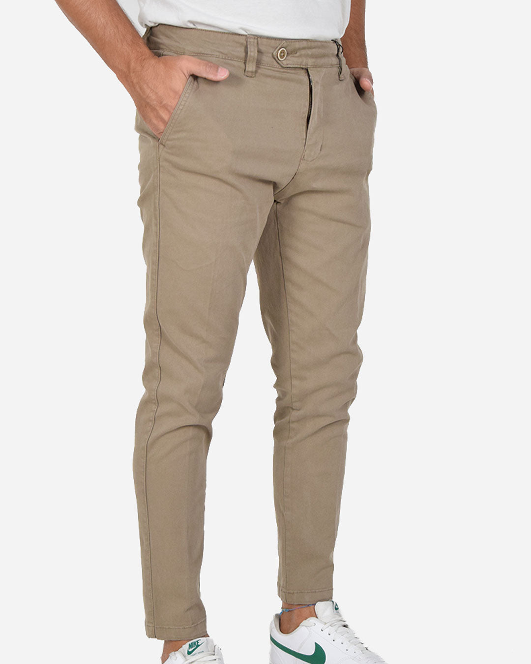Pantaloni capri in gabardina di cotone
